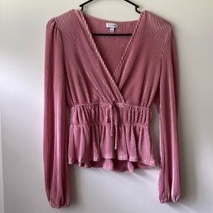 Pink long sleeve blouse top size xs